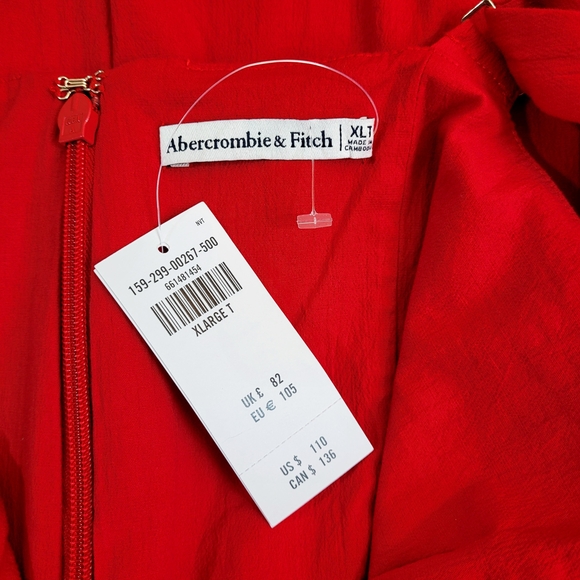 NWT ABERCROMBIE & FITCH Tik Tok Fave MILA Fit Flare Red Midi Dress XL TALL New - Picture 8 of 13